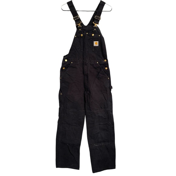 Carhartt Bib Insulated Overall Duck Black Double Knee Cut Tag 40x32 Measurements - Picture 1 of 5